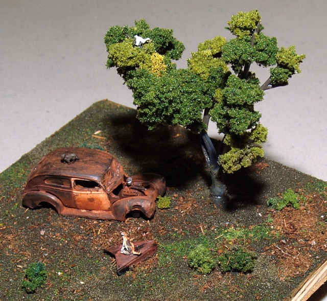 Scene with junk car